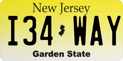 NJ license plate I34WAY