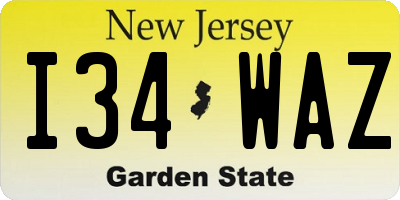 NJ license plate I34WAZ