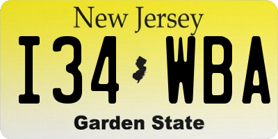 NJ license plate I34WBA