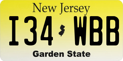 NJ license plate I34WBB