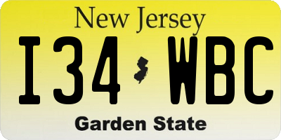 NJ license plate I34WBC