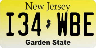 NJ license plate I34WBE