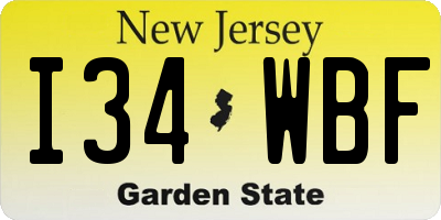NJ license plate I34WBF