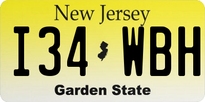 NJ license plate I34WBH