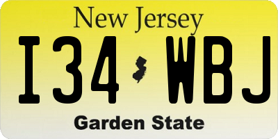 NJ license plate I34WBJ