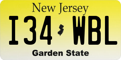 NJ license plate I34WBL