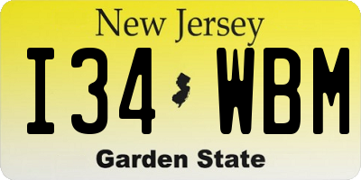 NJ license plate I34WBM