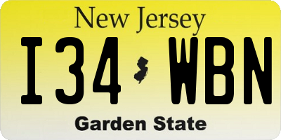 NJ license plate I34WBN