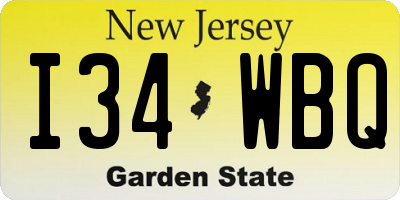 NJ license plate I34WBQ
