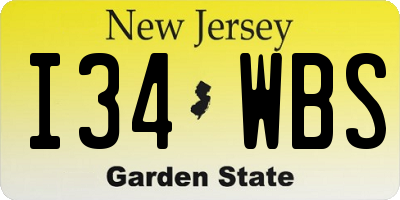 NJ license plate I34WBS