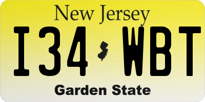 NJ license plate I34WBT