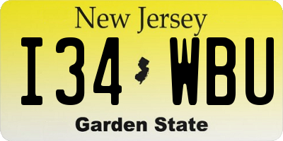 NJ license plate I34WBU