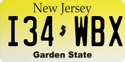 NJ license plate I34WBX