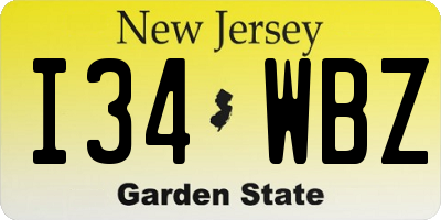 NJ license plate I34WBZ