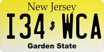 NJ license plate I34WCA