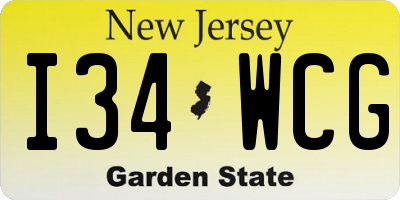 NJ license plate I34WCG