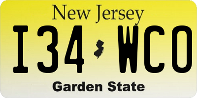 NJ license plate I34WCO