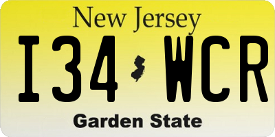 NJ license plate I34WCR