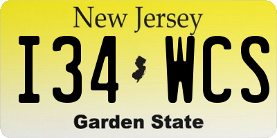 NJ license plate I34WCS