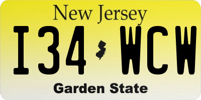 NJ license plate I34WCW
