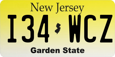 NJ license plate I34WCZ