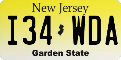 NJ license plate I34WDA