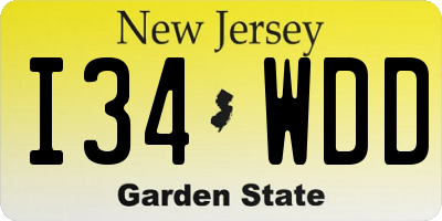 NJ license plate I34WDD
