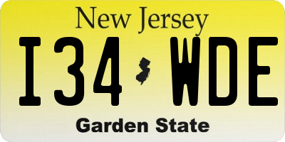 NJ license plate I34WDE