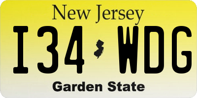 NJ license plate I34WDG