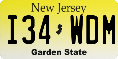 NJ license plate I34WDM