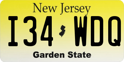NJ license plate I34WDQ
