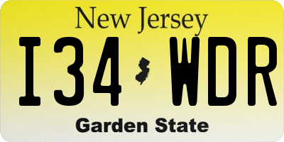 NJ license plate I34WDR
