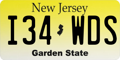 NJ license plate I34WDS