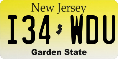 NJ license plate I34WDU
