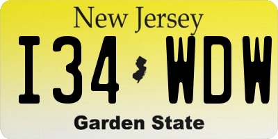 NJ license plate I34WDW