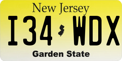 NJ license plate I34WDX