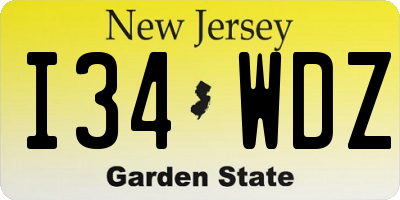 NJ license plate I34WDZ