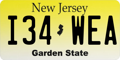 NJ license plate I34WEA