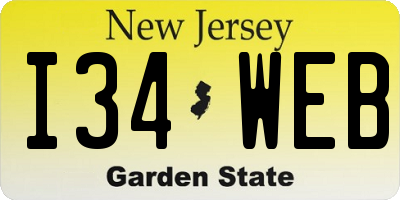 NJ license plate I34WEB