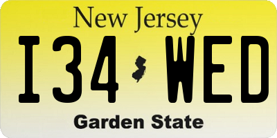 NJ license plate I34WED