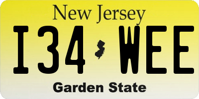 NJ license plate I34WEE