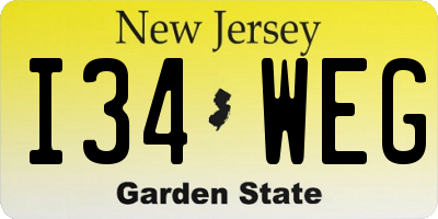 NJ license plate I34WEG