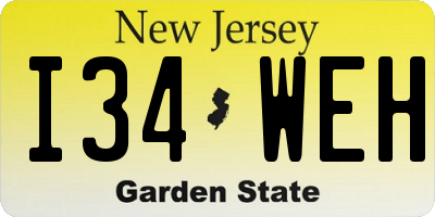 NJ license plate I34WEH