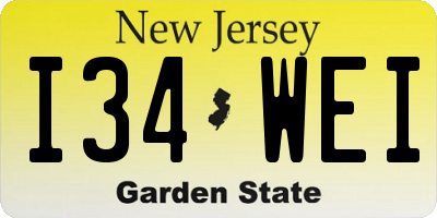 NJ license plate I34WEI