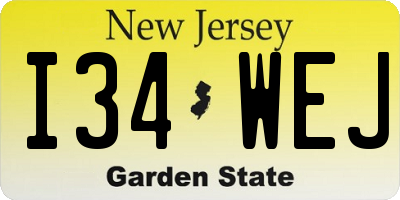 NJ license plate I34WEJ