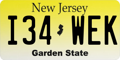 NJ license plate I34WEK