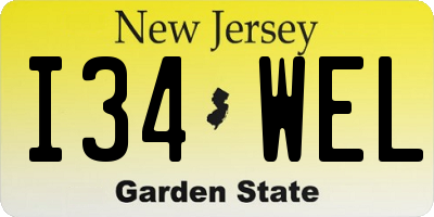 NJ license plate I34WEL