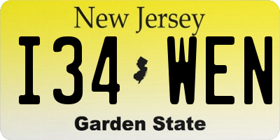 NJ license plate I34WEN