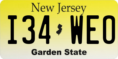 NJ license plate I34WEO