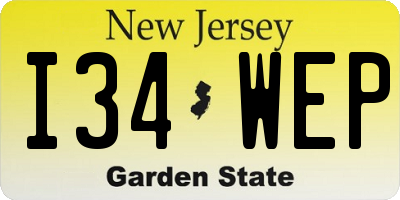 NJ license plate I34WEP